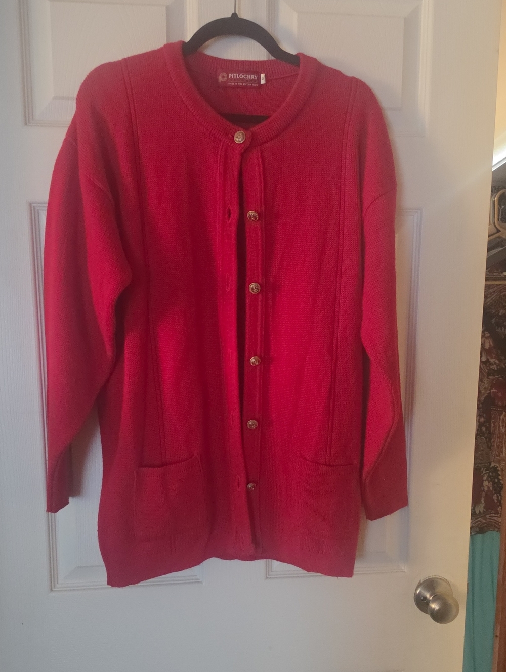 Pendleton Bright Red Button-Front Cardigan Sweater